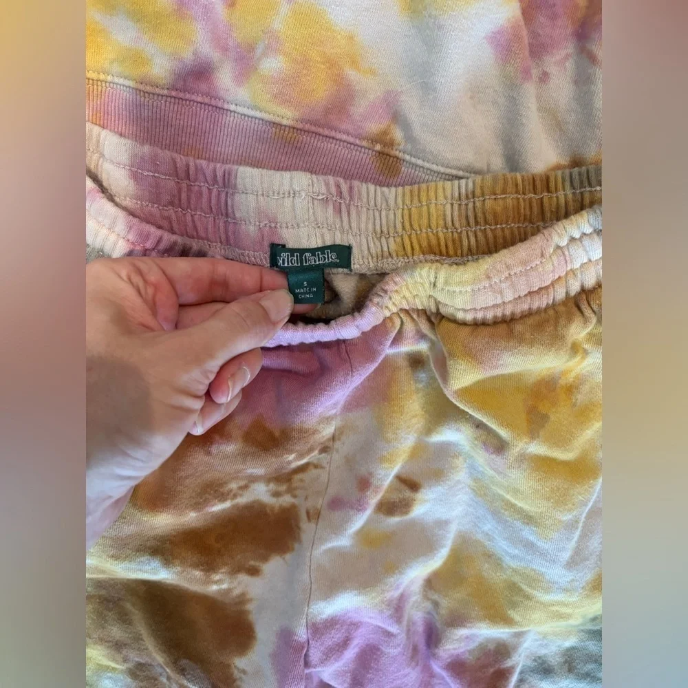 Tie dye jogger comfy sweatsuit athleisure set pink yellow cozy small loungewear - Picture 6 of 6